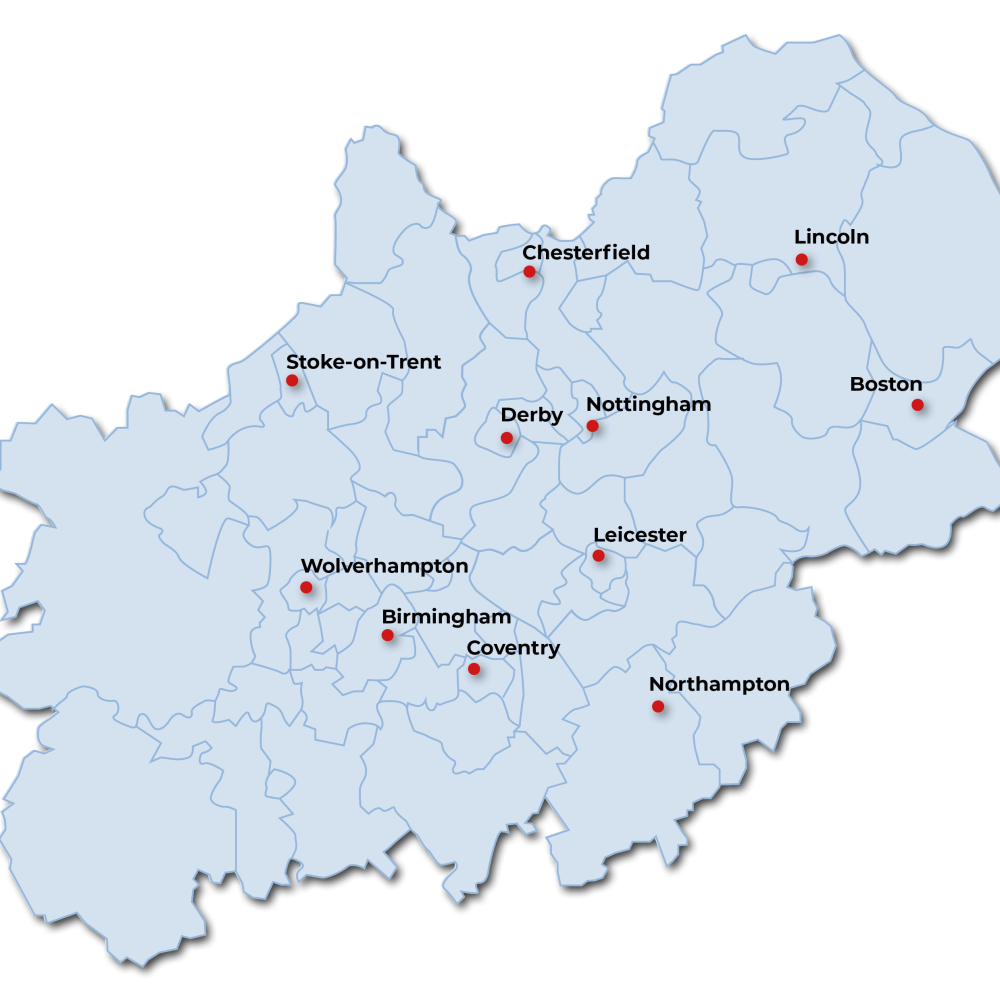 Midlands Region Map